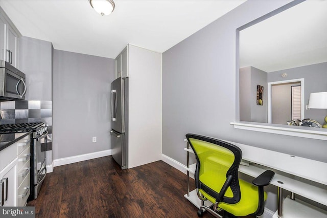 office area with dark wood-type flooring