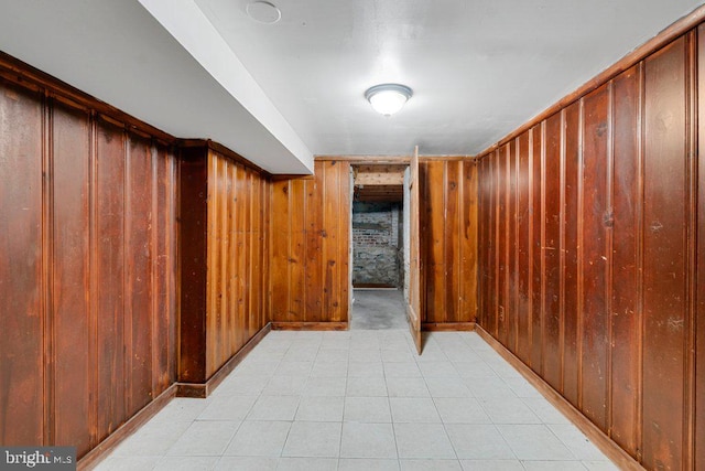 corridor with wood walls