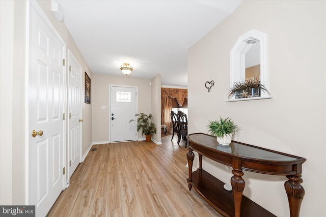 entryway featuring light hardwood / wood-style flooring