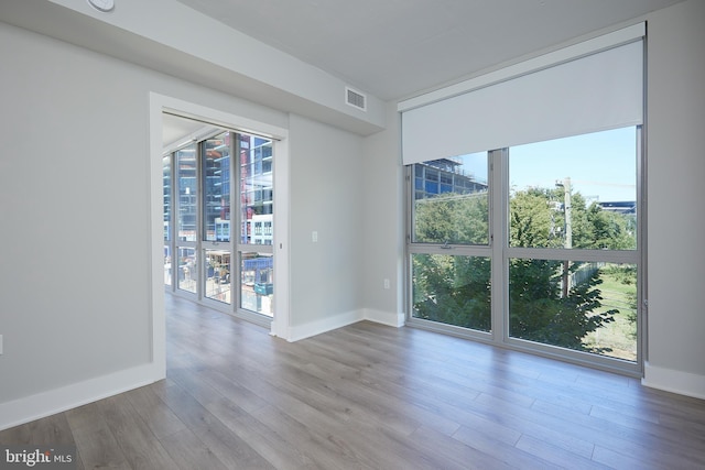 unfurnished room with hardwood / wood-style flooring and plenty of natural light