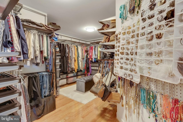 spacious closet featuring hardwood / wood-style floors