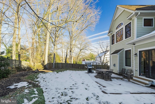 view of yard covered in snow