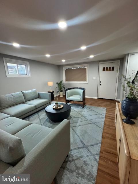 living room with hardwood / wood-style floors