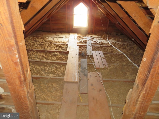 view of unfinished attic