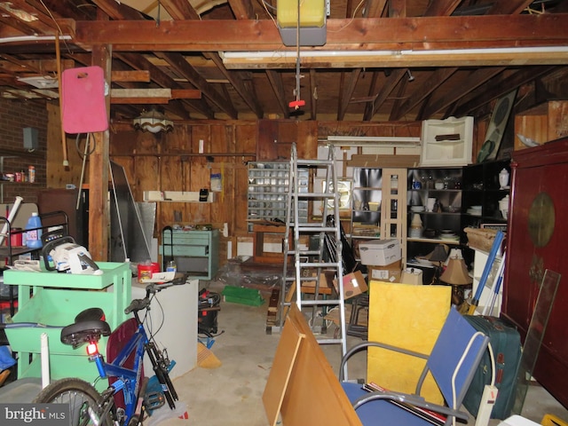 garage with a garage door opener