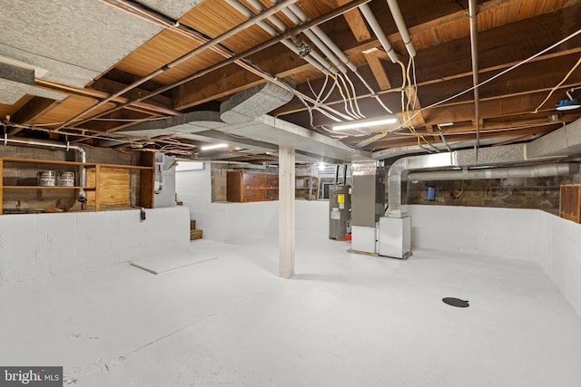 basement with water heater