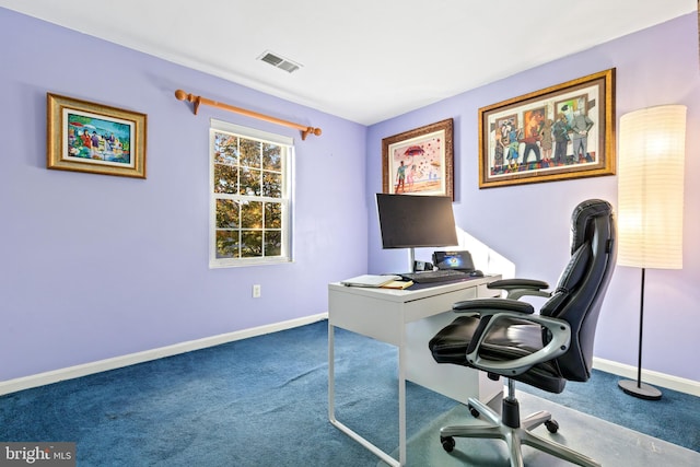 home office with carpet floors