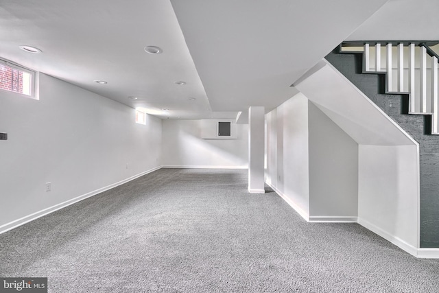 basement with carpet floors