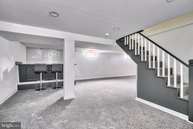 basement with carpet