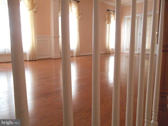 spare room with plenty of natural light and light hardwood / wood-style flooring