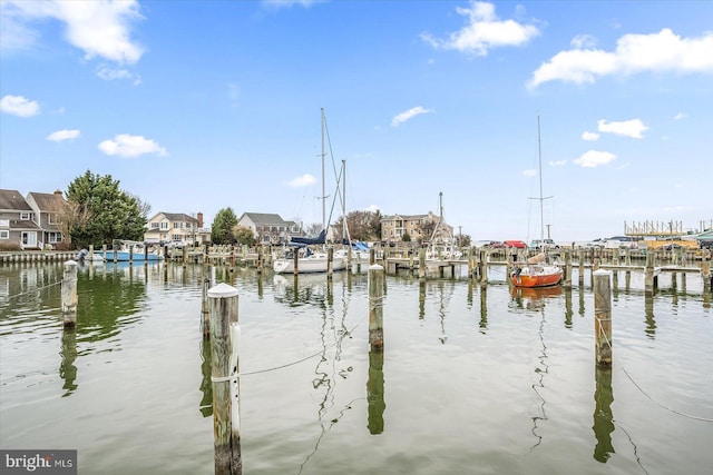 dock area featuring a water view