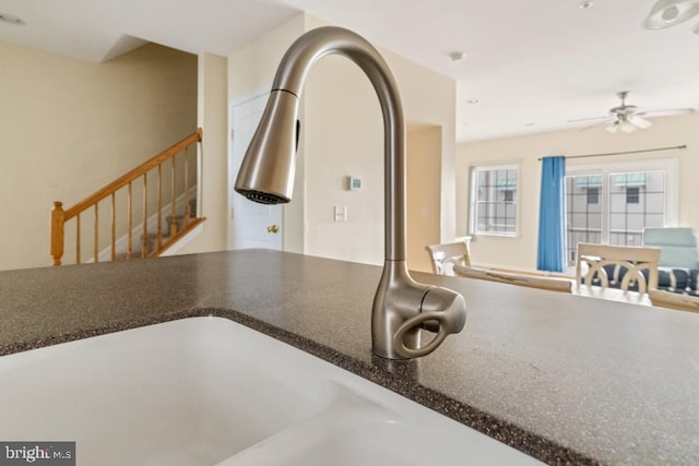 interior details featuring ceiling fan