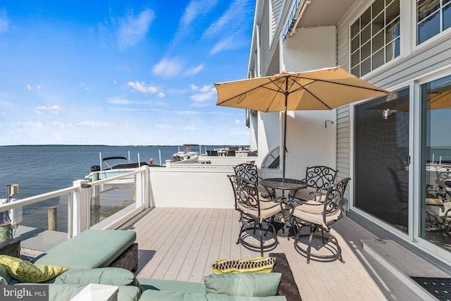 deck with a water view