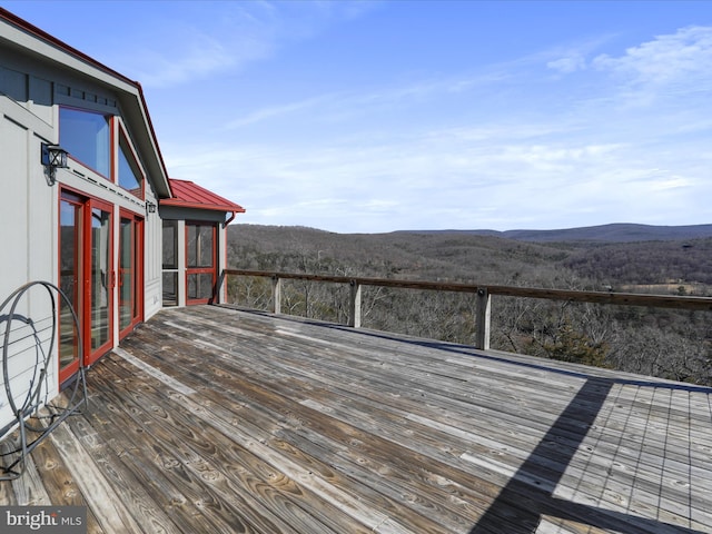 deck with a mountain view