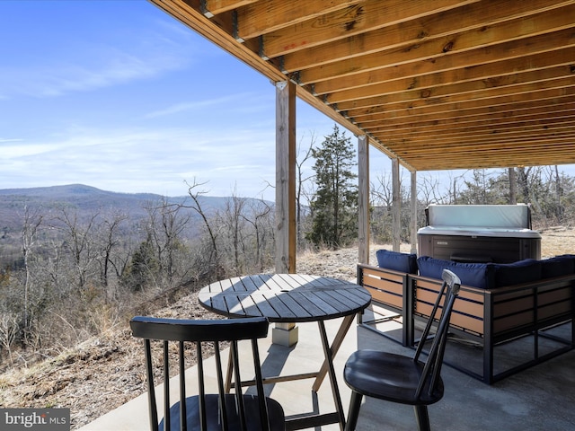 view of patio featuring a mountain view