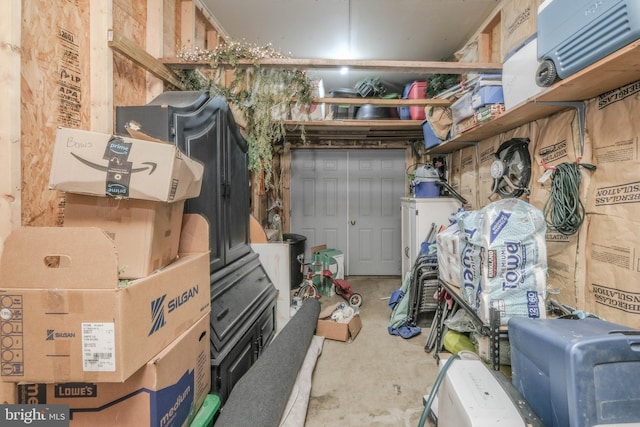 storage area featuring a wall mounted air conditioner