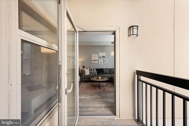 entrance to property featuring a balcony