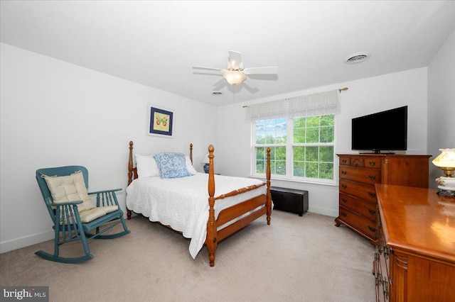 11050 Sanandrew Dr, New Market, MD 21774 - bedroom with light carpet, baseboards, and a ceiling fan