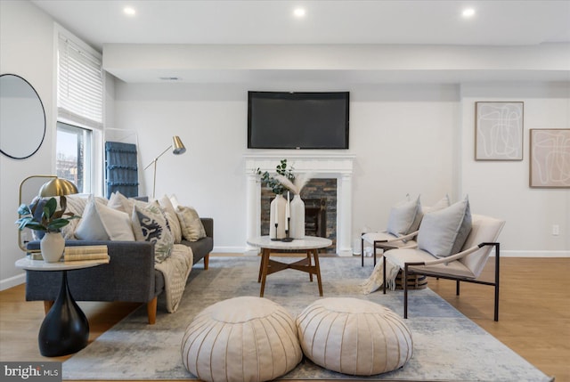 living room featuring light hardwood / wood-style floors