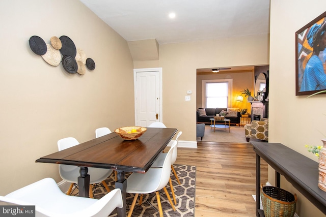 dining space featuring light wood-type flooring