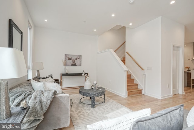 living room with light wood-type flooring