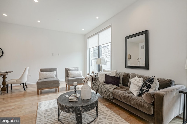 living room featuring light hardwood / wood-style floors