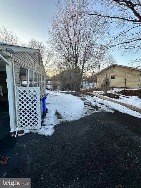 view of yard covered in snow