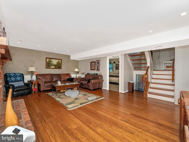 living room featuring wood-type flooring