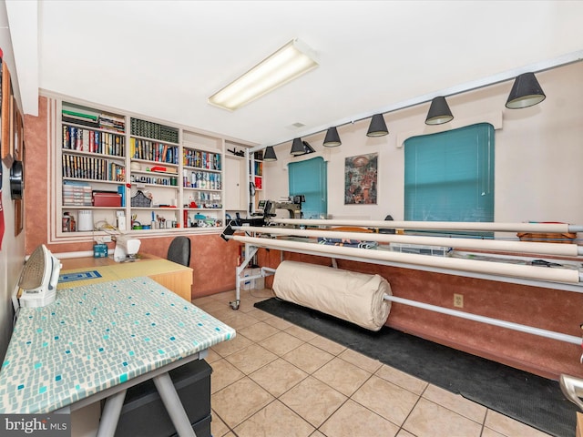 interior space featuring light tile patterned floors