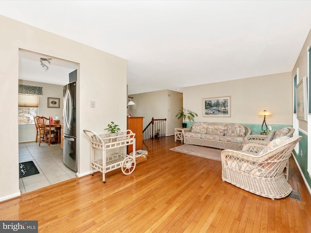 living room featuring light wood-type flooring