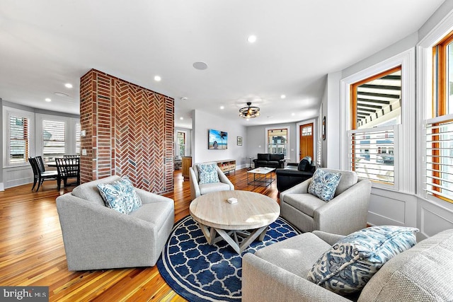 living room featuring wood-type flooring