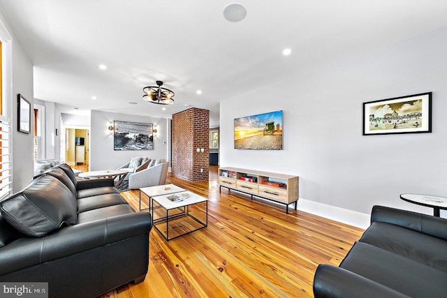 living room with light wood-type flooring