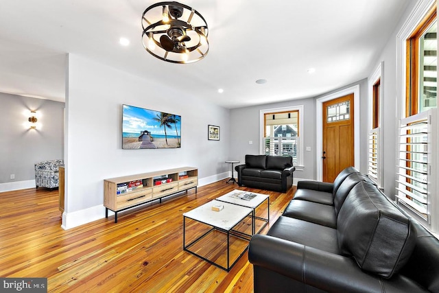 living room featuring light hardwood / wood-style flooring