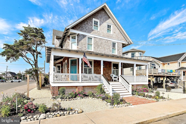 view of front facade featuring covered porch