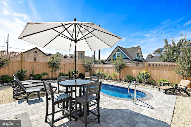 view of swimming pool featuring a patio