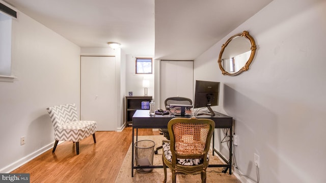 office featuring light wood-type flooring