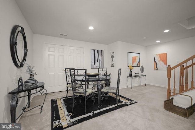 view of carpeted dining room