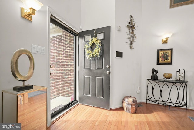 entryway with wood-type flooring and a healthy amount of sunlight