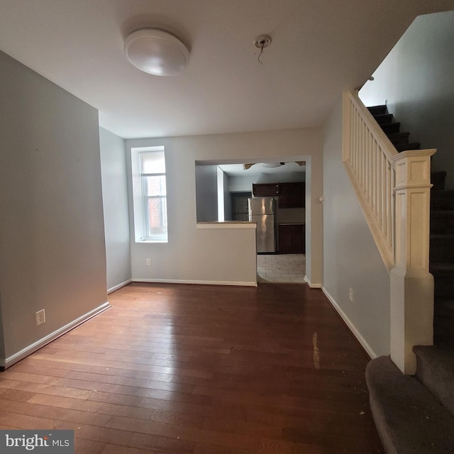 unfurnished living room featuring hardwood / wood-style floors