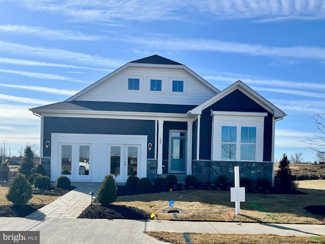 view of front facade featuring french doors