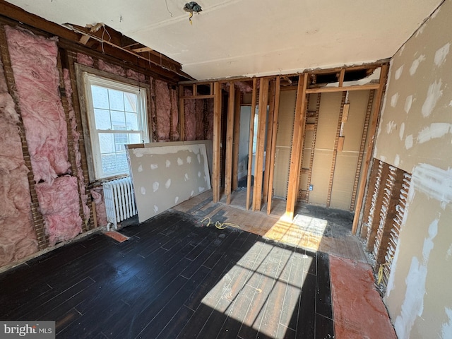 misc room with wood-type flooring and radiator