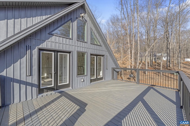 wooden deck with french doors