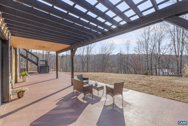 view of patio / terrace featuring a pergola