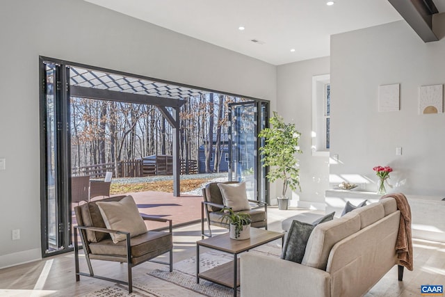 living room featuring light hardwood / wood-style floors