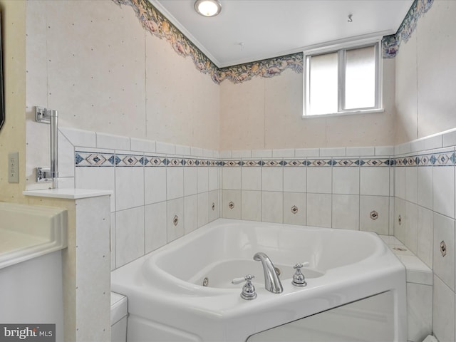 bathroom with a tub to relax in