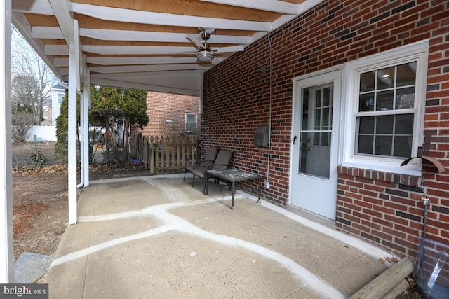 view of patio / terrace featuring ceiling fan