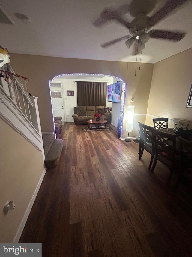 hallway with dark wood-type flooring