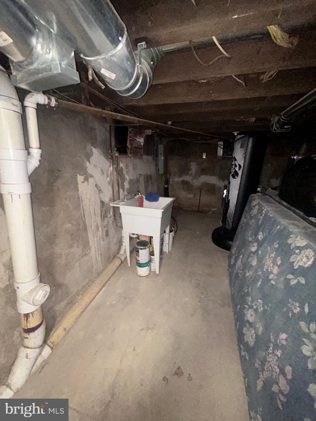 basement with sink