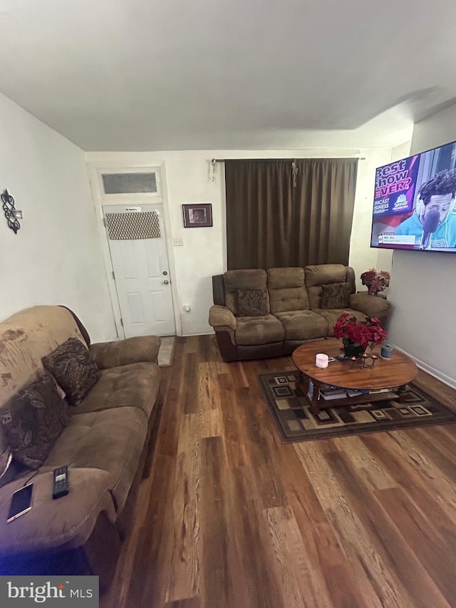 living room with hardwood / wood-style flooring