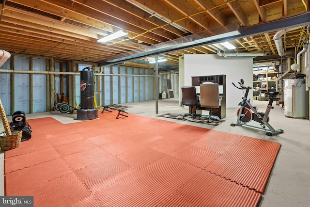 exercise area with water heater